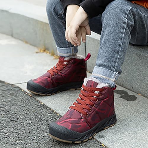 IWIHMIV Toddler Boys Girls Short Boots Kids Outdoor Hiking Ankle Booties Comfortable Non Slip Plush Warm Cotton Shoes2