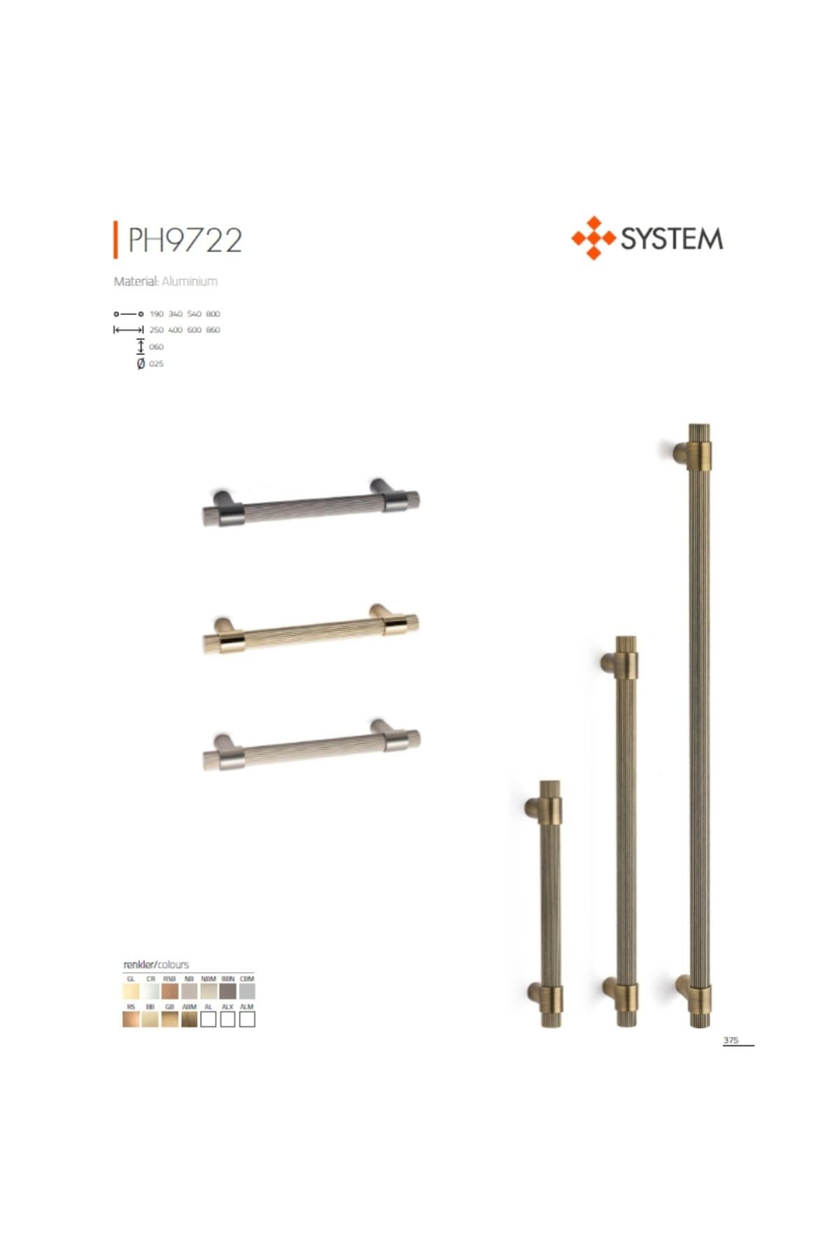 System 9722 Çekme Kolu Siyah Renk 54 Cm Tek Ebat Pph9722 0540 Al6-Al6