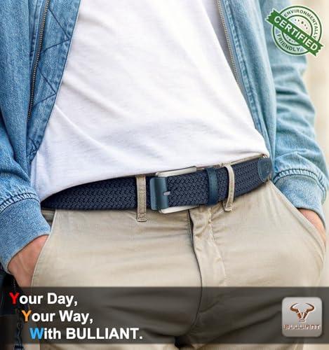Image of BULLIANT Belt for Men 2Pack,Mens Gift Stretch Braided Web Belt Elastic for Casual Golf Jeans,1 3 /8 inch