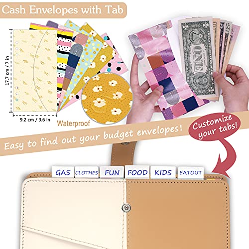 Budget Binder With Cash Envelopes, Ginmlyda Money Saving Binder Notebook Including Zipper Pvc Pockets, Cash Envelopes, Stickers And Pen, White And Khaki #TOP3