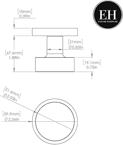 Miniatura 6 de Pomo de pasilloarmario de latón macizo negro mate - Bora Bora - Manija de puerta reversible
