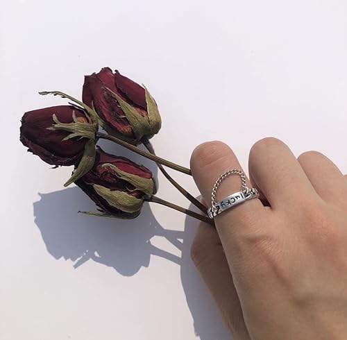 Vista 2 de Anillos vintage de plata de ley 925 para mujereshombres, anillos ajustables de tamaño 7, cuproníquel chapado en chapado