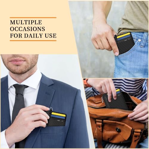 Image of Hancynir Minimalist Black Slim Wallet Men Credit Card Holder Small RFID