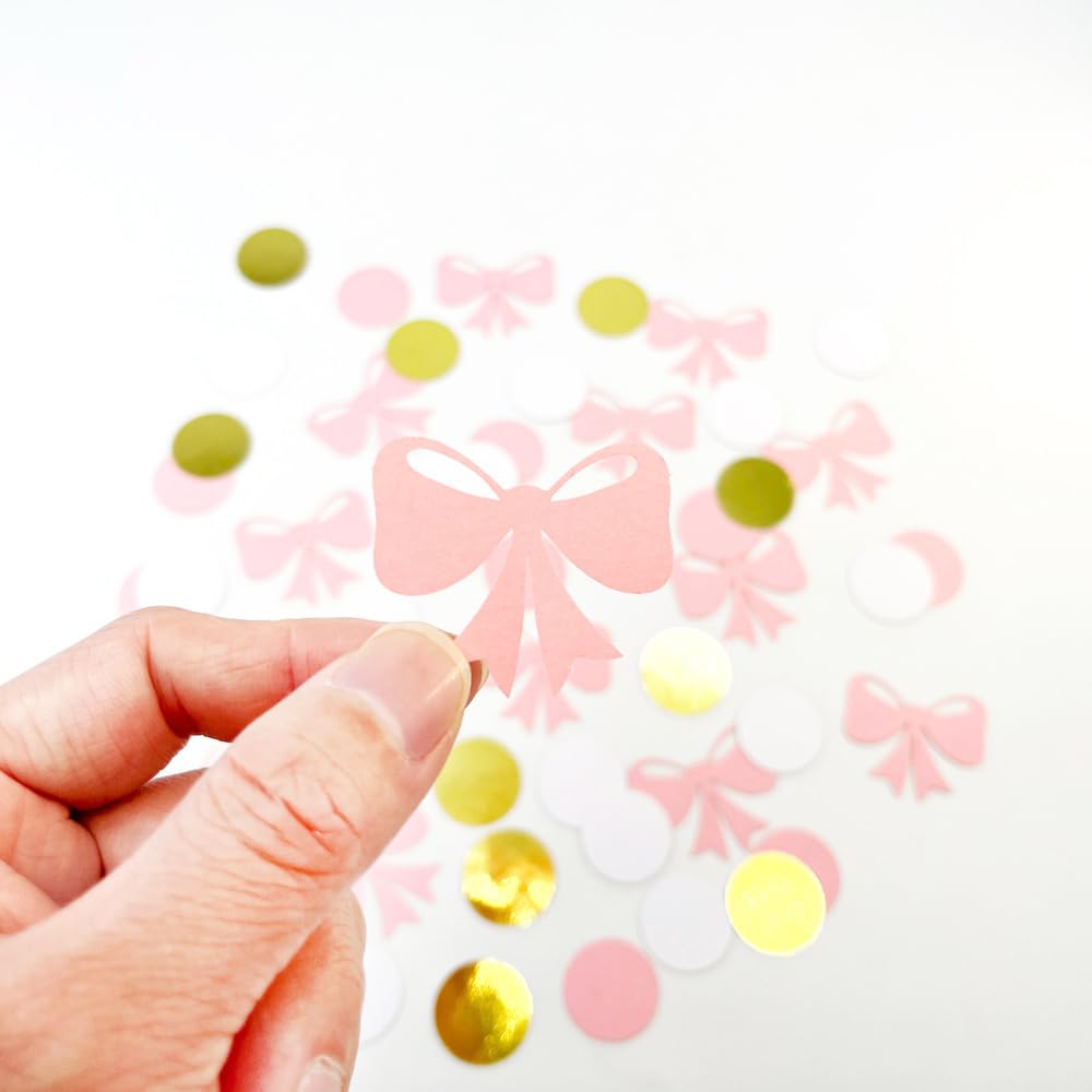 FONGKNOX 100 sztuk papierowych konfetti, ró?owe motyle, konfetti sto?owe, okr?g?e, kropki, konfetti urodzinowe, ró?owe z?oto, bibu?ka, konfetti sto?owe, na baby shower, wesele, dekoracja
