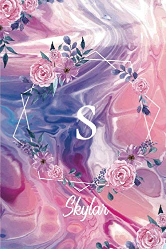 Skylar: Monogram Initial Personalized Notebook Journal Gift For Girls And Women - Pink Floral Print
