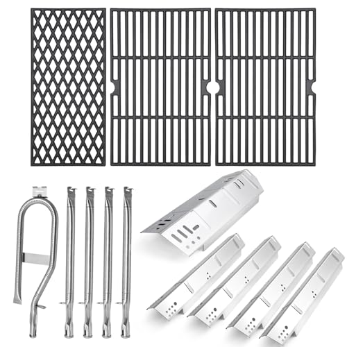 Criditpid Grill Replacement Parts for Dyna-Glo 5 Burner DGH474CRP DGH485CRP DGH483CRP, Stainless Steel Heat Plate Shields, Burner Tubes and Cast Iron Cooking Grates for Dyna-Glo DGH450CRP. by Criditpid - Used condition - US$58.55