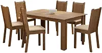 Conjunto Sala de Jantar Madesa Analu Mesa Tampo de Madeira com 6 Cadeiras