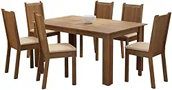 Conjunto Sala de Jantar Madesa Analu Mesa Tampo de Madeira com 6 Cadeiras