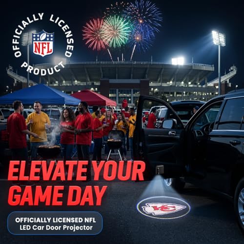 Image of LED Car Door Light - Officially Licensed NFL Wireless Projector - Show Your Team Pride - Battery Powered, Easy Install