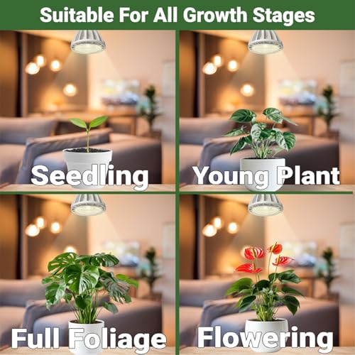 grow light led bulb par30 18w 4000k daylight white e2726 base indoor led grow lights for plants seeds and greens balanced light spectrum 25000 hours lifespan 1 pack black