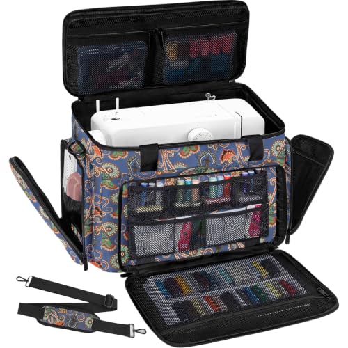 Image of Sewing Machine Carrying Case with Multiple Storage Pockets Large Capacity, Universal Tote Storage Bag Compatible with Most Standard Singer, Brother, Janome, Bohemian