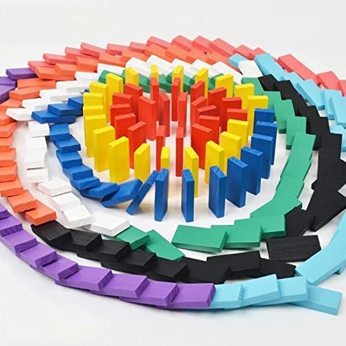 BlackZone120 PCS Dominoes Blocks Set 12 Colours Wooden Toy Building and Stacking Counting Adding Subtracting Multiplication Indoor Game Toy Educational Toy for Kids (120 PCS Dominoes)