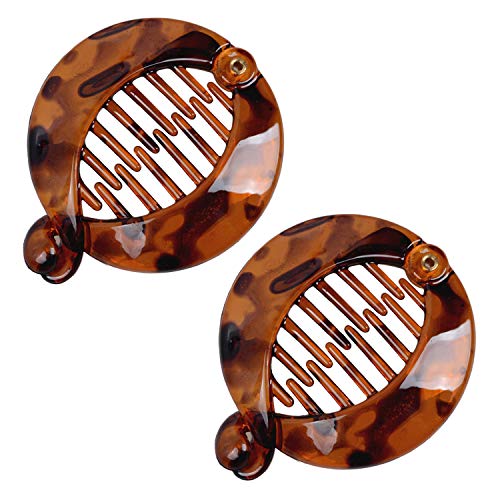 POFET 2 clips de plátano, peines para pescado, cola de pescado, pelo grueso, pinza de plátano, mango de plátano, negro, blanco, marrón, tintado, mango de cola de pez, lámina pequeña, 6,5 cm para