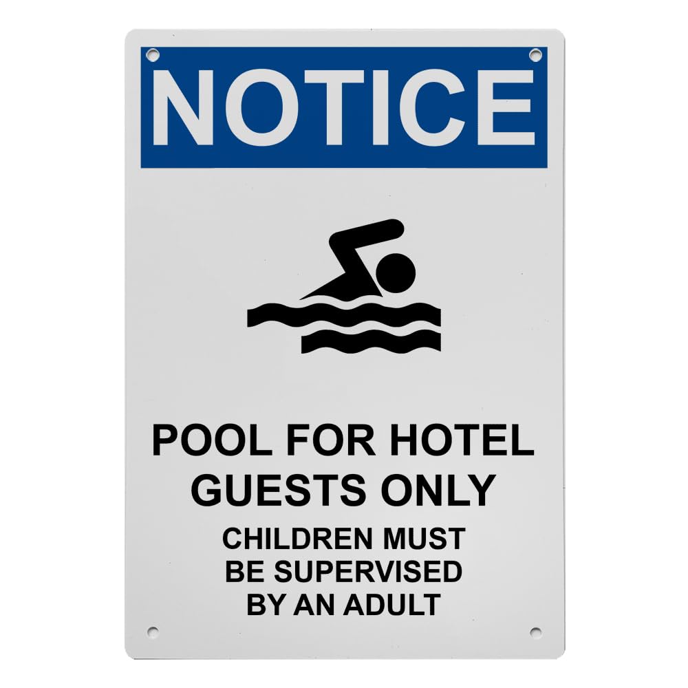 OSHA Pool For Hotel Guests Sign, 8.5 x 11 in