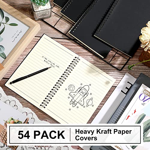Image of Yahenda 54 Pcs Spiral Notebook Bulk A5 Journal Lined 8.3'' x 5.5'' Writing Composition Paper Small Notepad Subject Notebook for Students Office Business Back to School Supplies (Black)