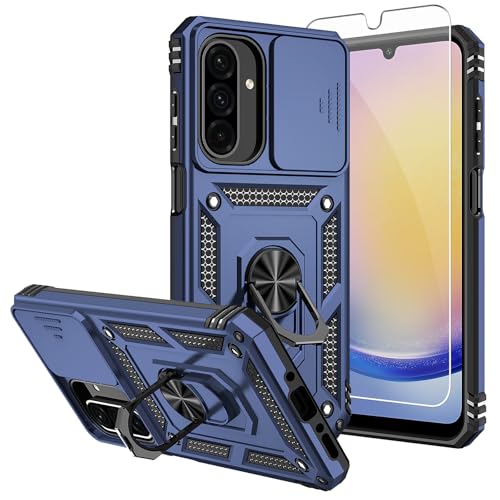 for Galaxy A17 5G Phone Case,with HD Screen Protector & Camera Lens Cover,16 FT Military Grade Drop Protection,Magnetic Kickstand Protective Phone Case for Samsung A17 5G, Blue