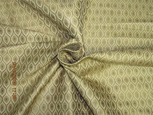 Brocart de soie beige et doré métallique tissu luxe couture haute gamme Bro588