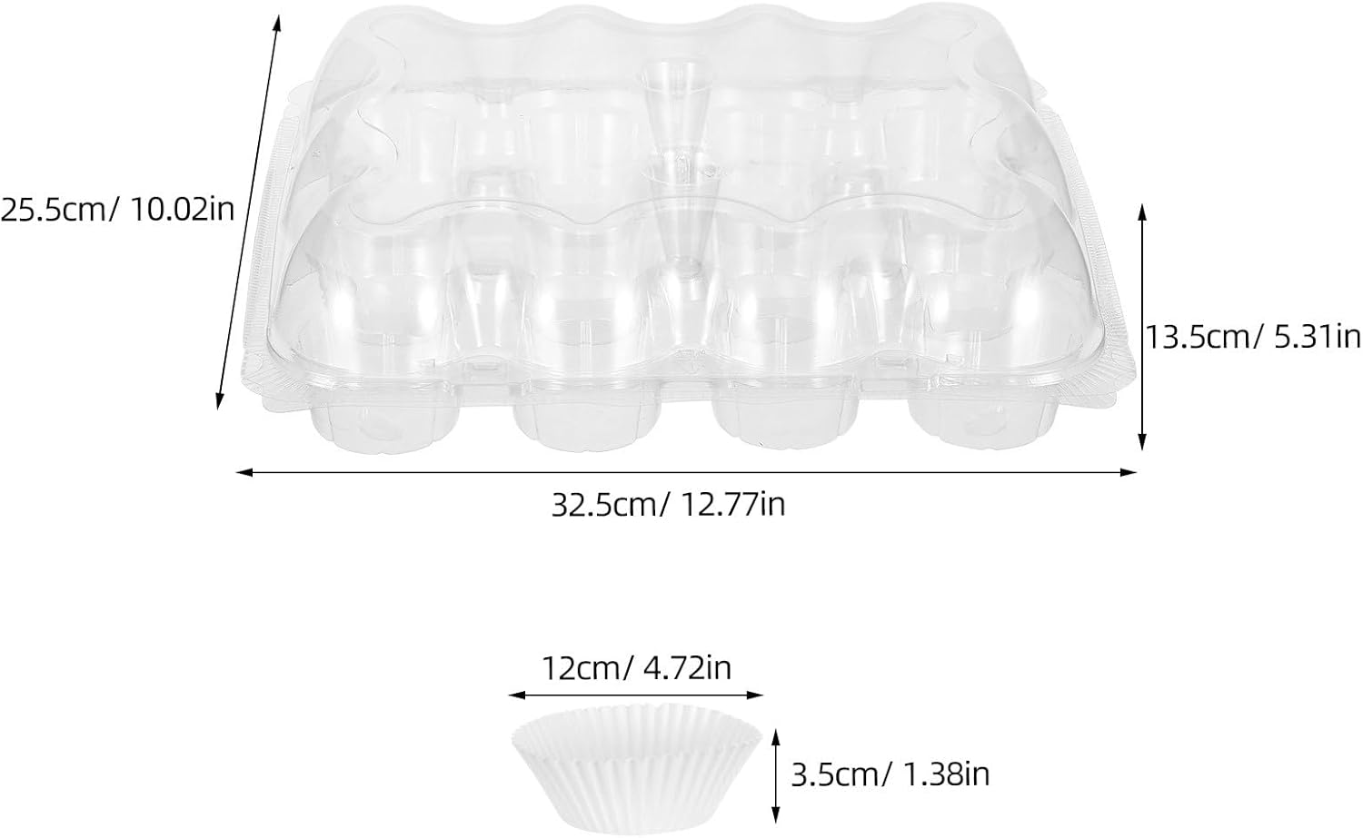 1 Set Cupcake Carrier: 12 Counts Stackable Cupcake Boxes & Wrapper for Salad Cheese - Muffin Packaging Transporter for Carrying - Bakery Supplies