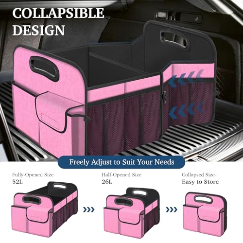 Image of Femuar Car Trunk Organizer, Car Storage Organizer with Large Capacity Waterproof Collapsible Trunk Organizer for Car Suv /Jeep /Sedan (Pink, Standard)