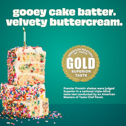 Image of Premier Protein Shake, Cake Batter, 30g Protein, No Added Sugar, 24 Vitamins & Minerals to Support Immune Health, 11 fl oz, 4 Pack