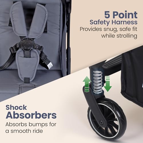 Image of LuvLap Regency Baby Stroller, Pram for 0 to 3 Years with 5 Point Safety Harness, Large Storage Basket, Heavy Duty Wheels, Easy Fold, Extendable Canopy, Multilevel Recline & Adjustable footrest