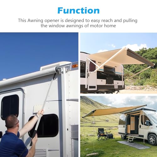 Abridor de toldo RV extensible en acero inoxidable plateado 7