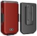 Case with Clip for CAT S22 Flip Phone, Nakedcellphone [Red] Slim Hard Shell Cover and [Rotating/Ratchet] Belt Hip Holster Holder Combo