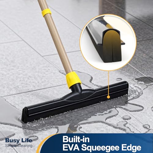Yocada Floor Squeegee Scrubber Adjustable Telescopic Pole Heavy Duty Household Broom EVA Foam Blade for Garage Courtyard Shower Bathroom Floor Marble Glass Tile Water Foam Cleaning by Yocada - Image 2