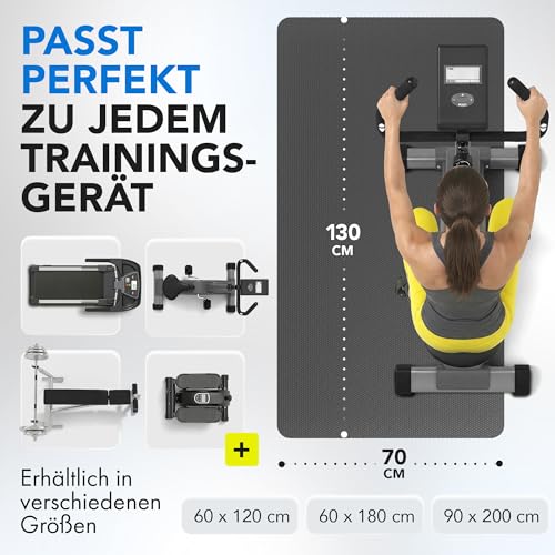 LILENO SPORTS Bodenschutzmatte Fitnessgerät 60x120 cm | 8 mm starke Fitnessgeräte Unterlage | Sportmatte und Fitnessmatte rutschfest | Ideal Schalldämmend für Crosstrainer, Laufband oder Home Gym