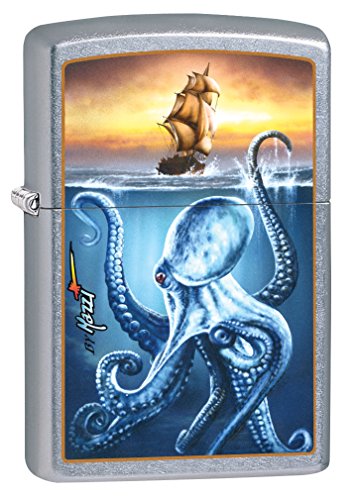 Encendedor Zippo Mazzi Octopus y Ship Street Chrome miniatura 1