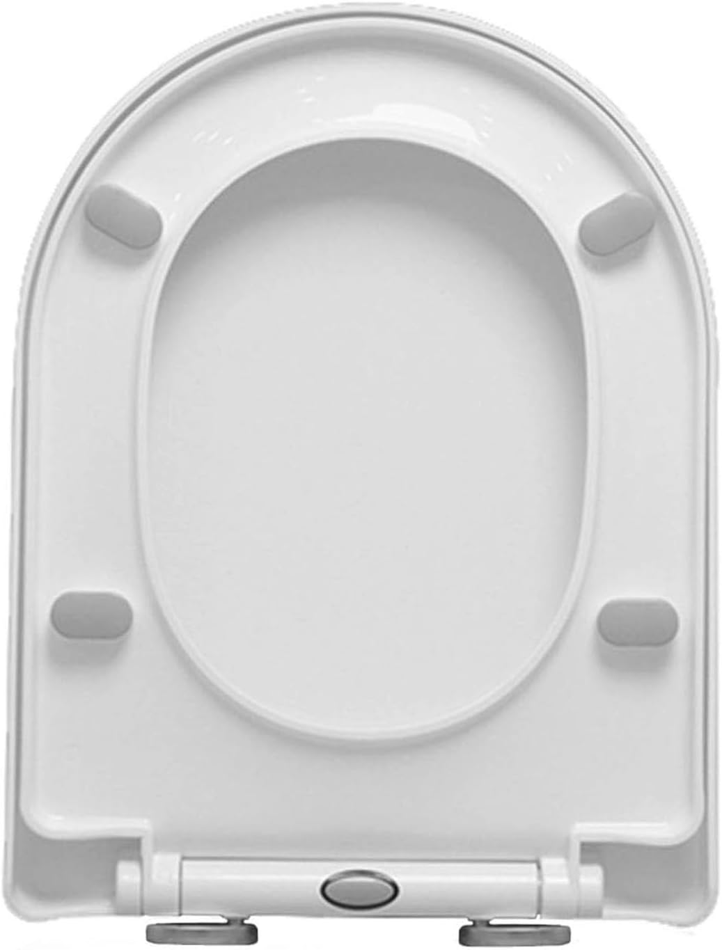 D Shape Toilet Seat Soft Close, Modern Toilet Lid Covers White Easy Clean & Top Fixed Adjustable Hinges, Quick Release, D Shaped,33.5 * 42cm