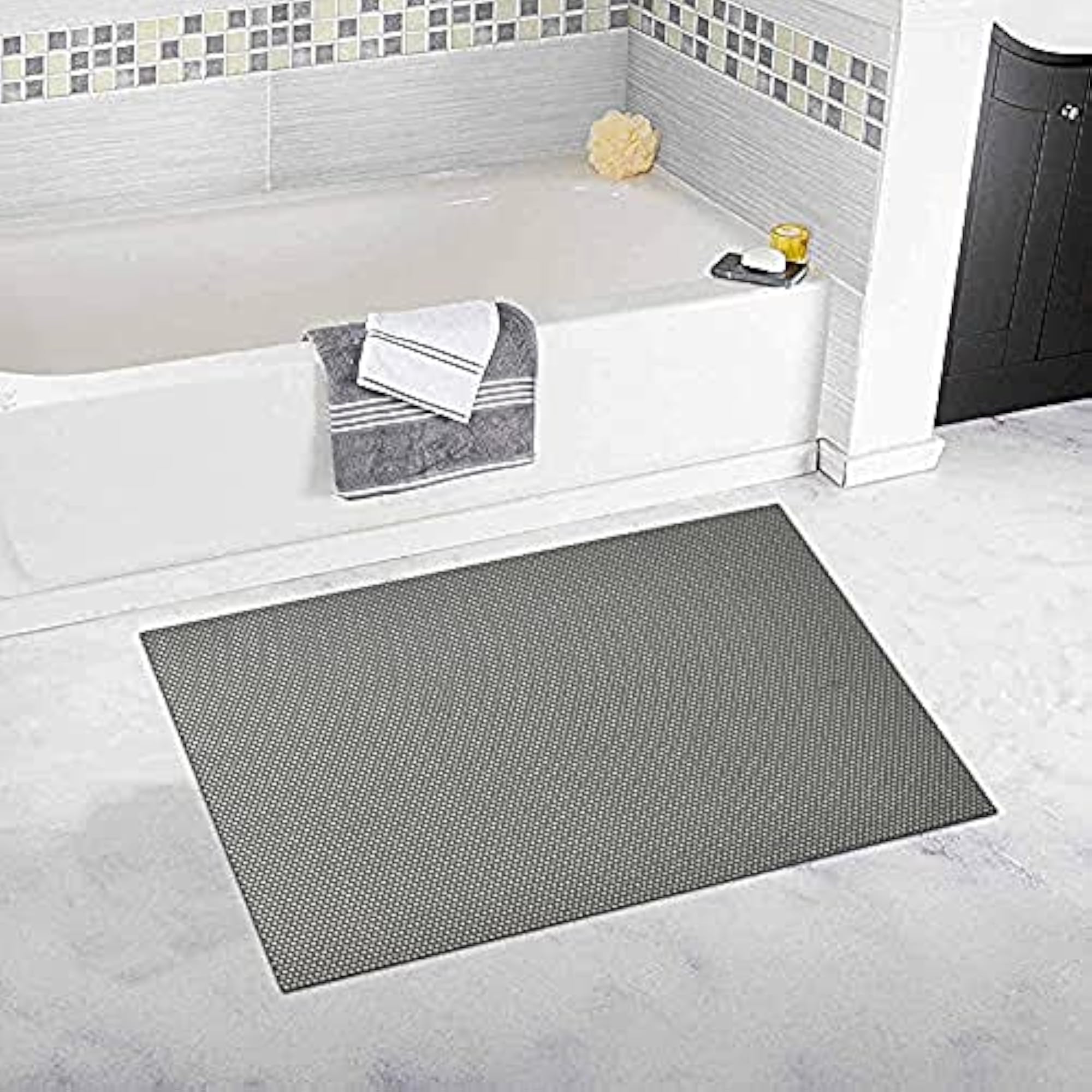 Decorative Rubber Bathroom Mat for Shower & Pool, Grey