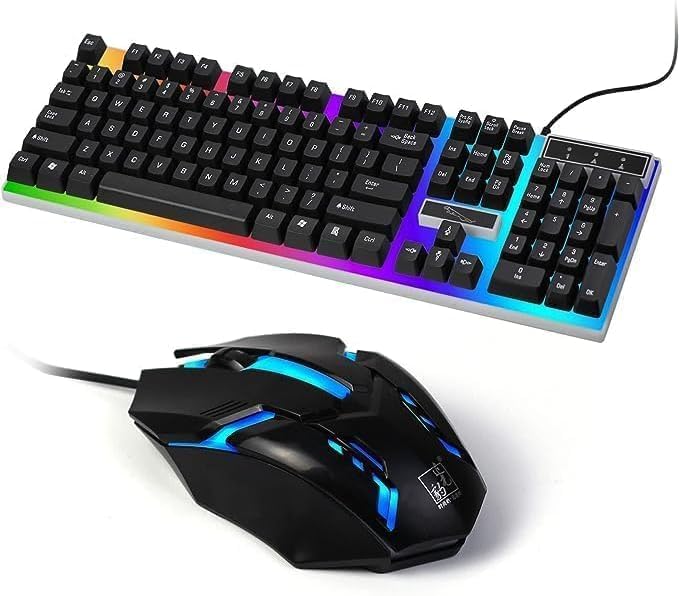 RGB Gaming Keyboard and Mouse Set Mechanical Feel Conflict-Free Design Wired Black