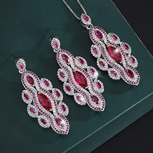 Boucles d'oreilles et pendentif rubis 5x9mm pour rayonner à un mariage élégant