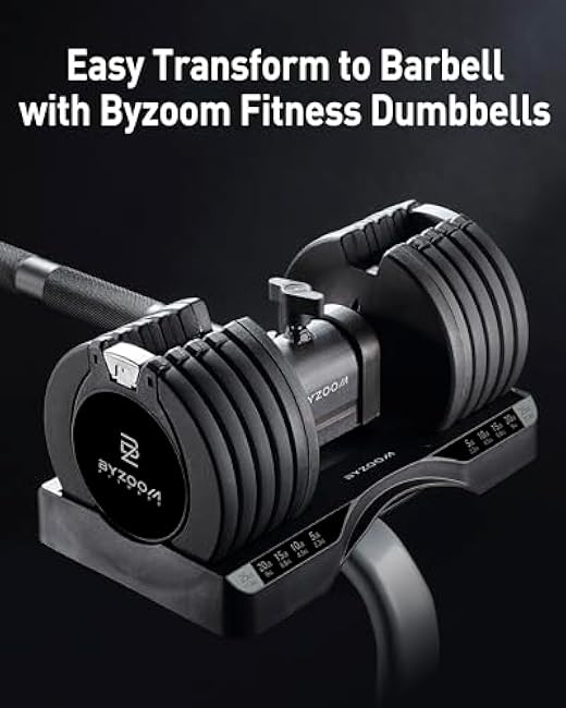 Easy Bar Exclusive for BYZOOM FITNESS Adjustable Dumbbell to Barbell for Weight Training Fitness Exercise Full Body Workout for Home Gym Woman Beginner Black