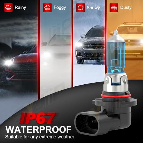 Image of Headlight Bulbs Compatible for Ford Explorer Sport Trac 2001 2002 2003 2004 2005, HB5 9007 High Low Beam 9145 Fog Light Halogen Lights, 6000K White, 300% Brightness, Plug N Play, Pack of 4