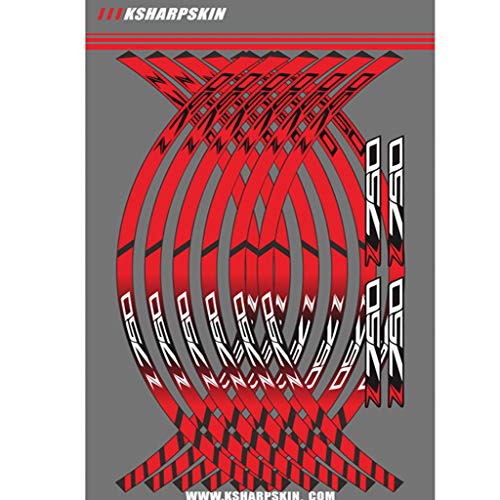 Motocicleta Llanta Rueda Calcomanías Pegatinas Para Kawasaki Z750 (Rojo)