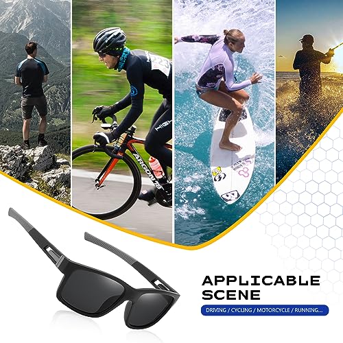 Image of suoso Polarized Sports Sunglasses for Men: UV400 Protection Glasses Wrap Around Goggles for Driving Fishing