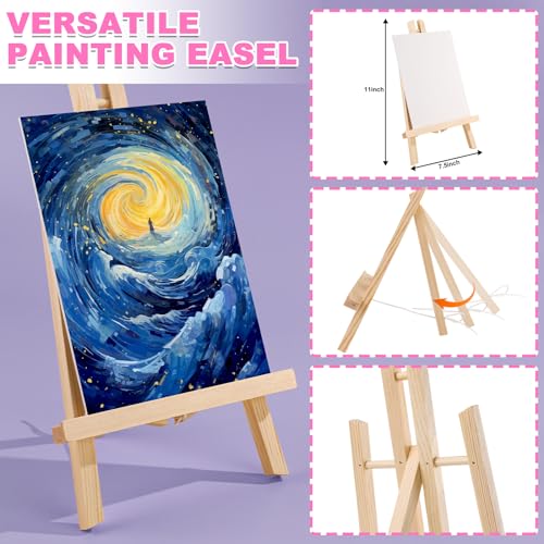 ESRICH Kit de pintura profissional premium 77 peças com 1 cavalete de madeira, 48 cores (24 acrílica