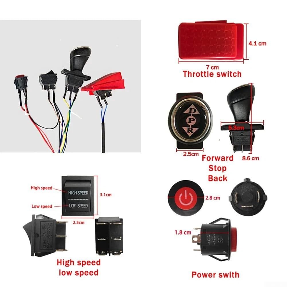 Komplettes 12V Kabelbaum Set für Kinder Elektroauto mit kabelloser 2 4G Fernbedienung Überlastschutz Slow Start Controller Ein-Knopf Installation Zubehör für Heimwerken Autos