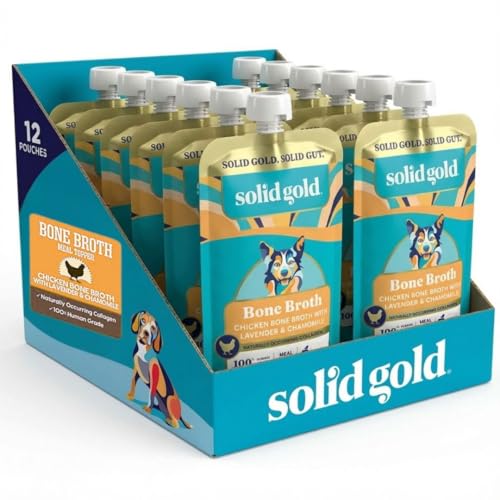 Solid Gold Chicken Bone Broth for Dogs - Limited Ingredient Bone Broth Dog Food Toppers for Picky...