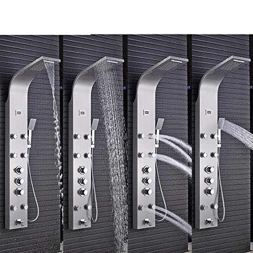 Columna de Ducha Termostática para Baño con Panel Digital, Chorro Lluvia y Cascada miniatura 2