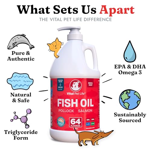 image for Vital Pet Life Fish Oil for Dogs - Healthy Skin & Coat, Salmon, Polloc