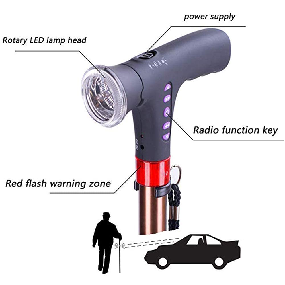 Caminante andante, bastones para caminar con botón de alarma ayudas de aluminio luz led bastón para caminar paraguas regalo para ancianos, 83 cm, B estrella de luz