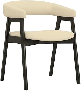 Alpine Furniture Cove Curved Back Upholstered Chairs, Vintage Black (Set of 2)