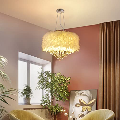 Lustre en plumes haut de gamme et cristal pour hôtel