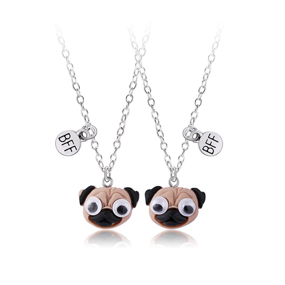 Best Friends BFF Necklace for 2 Girls Big Eye Animal Dog Rabbit Panda Necklace for Women Friendship Christmas Jewelry Holiday Gift