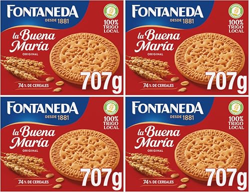 Fontaneda La Buena María Original Galletas María Desayuno Caja Galletas 800g (Paquete de 4)