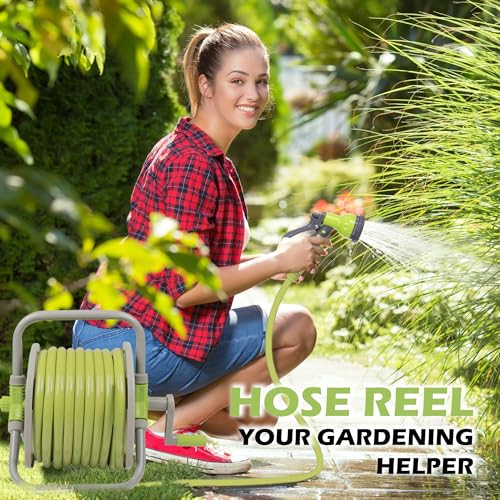 Image of Neptune Simplify Farming Retractable Garden Hose Reel | Secure and Stable Hose Pipe 15 Meters | with 7-Patterns Spray Nozzle | Compact Design for Effortless Storage and Transport - Small