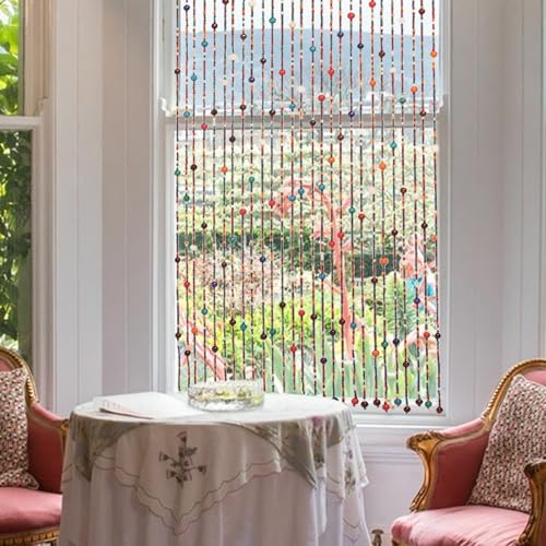 YCBTREE Beaded Curtain for Doorways - Colorful Boho Bamboo Handmade Hanging Wooden Door Beads, Fly Screen, 90 x 190 cm - Image 9